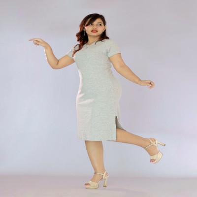 Premium Ladies Ribbed Midi Bodycon Dress