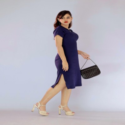 Premium Ladies Ribbed Midi Bodycon Dress
