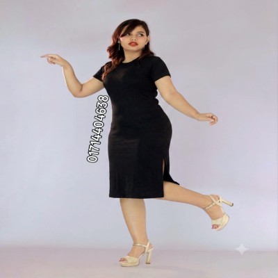 Premium Ladies Ribbed Midi Bodycon Dress